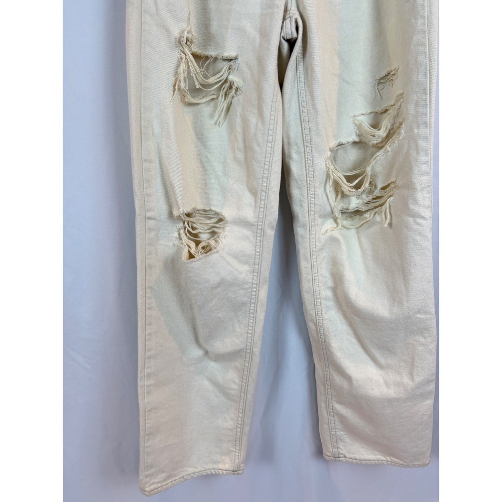 BDG Urban Outfitters High Rise Baggy Distressed Straight Leg Jeans Off-White 26 - Picture 2 of 10